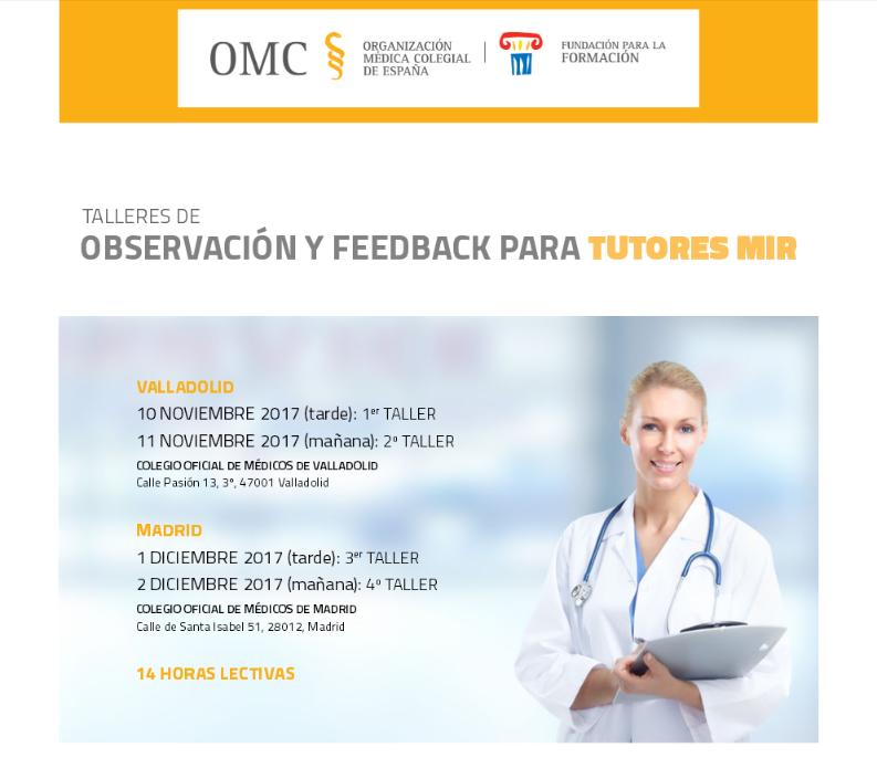 Talleres de observación y feedback para Tutores MIR, en el ICOMEM en diciembre