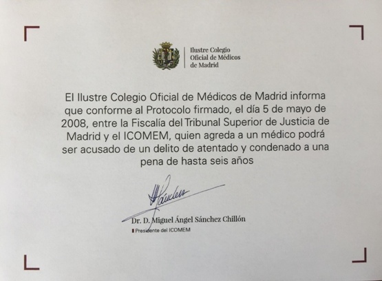 El Colegio de Médicos de Madrid elabora nuevos carteles informativos oficiales