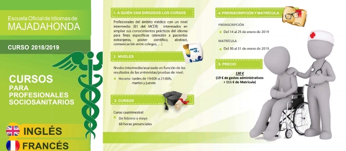La Escuela Oficial de Idiomas de Majadahonda organiza cursos de inglés y francés dirigidos a profesionales del ámbito médico