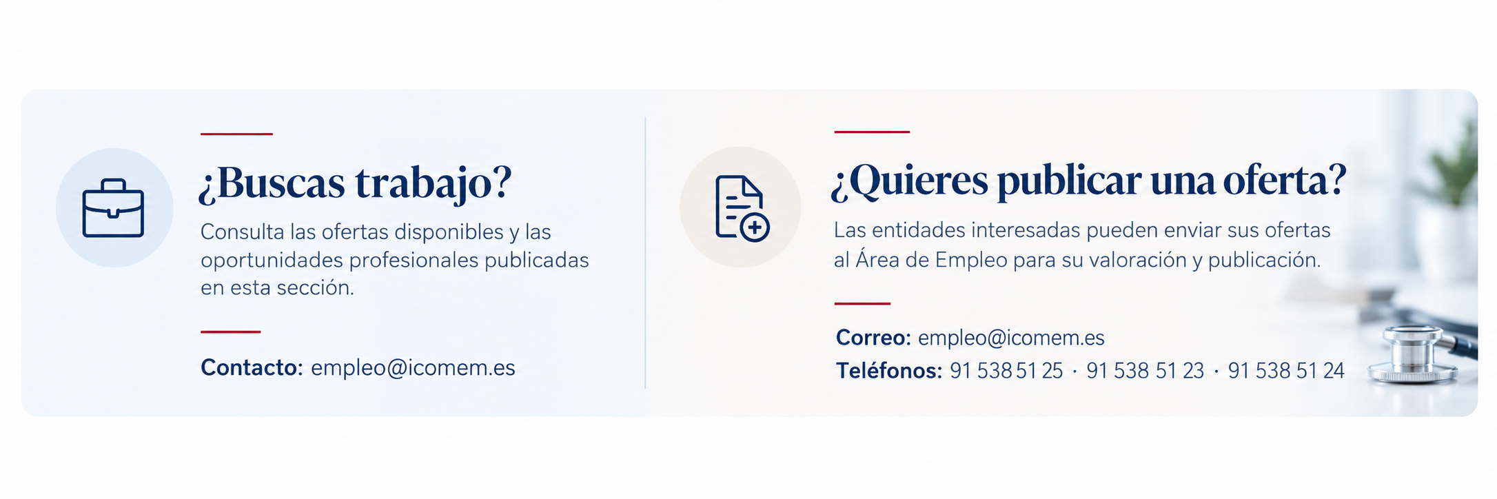 Información del Área de Empleo del ICOMEM